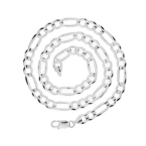 Lant barbati argint rodiat FIGARO plat 6,5 mm x 50 cm DiAmanti FigaroP150-50cm-SL (Argint 925‰ 21,5 g.)